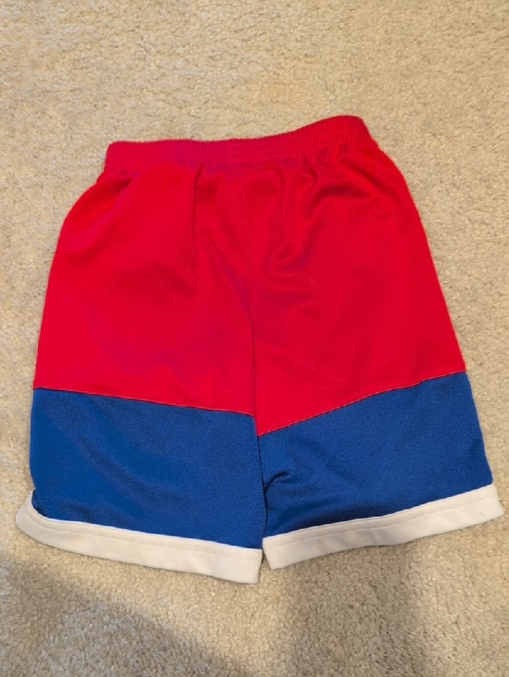 Nike Red and Blue Colorblock Shorts with White Swoosh - Picture 3 of 5